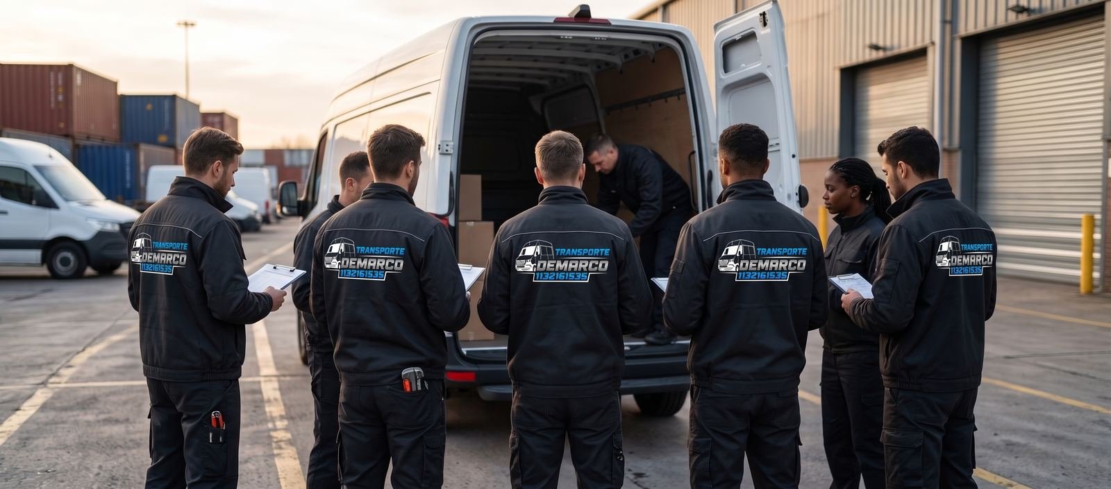 Equipo de choferes de Demarco Transporte en una reunión de coordinación